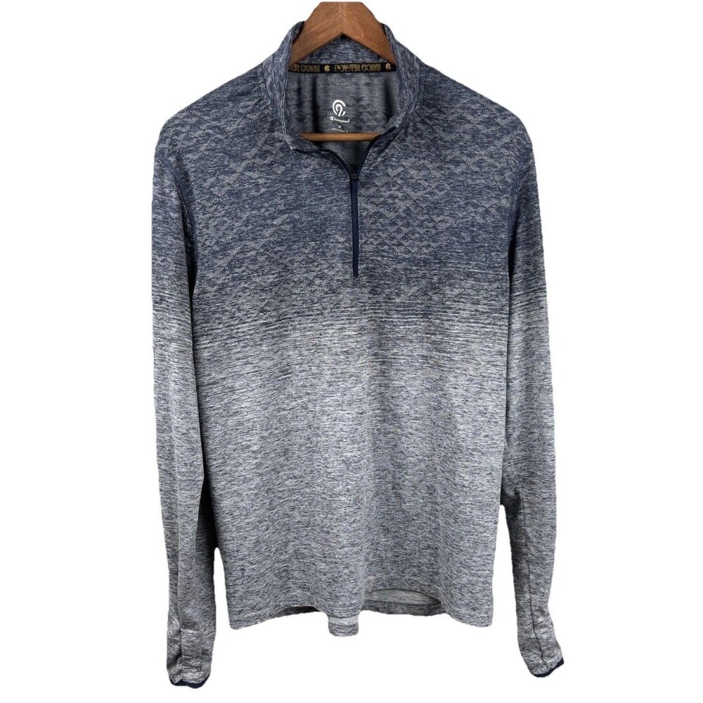 CHAMPION Mens Med Blue Gray Power Core 1/4 Zip Pullover Running Training